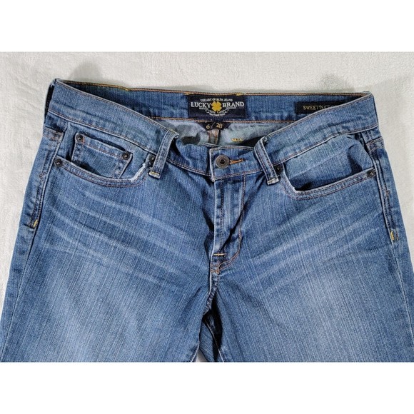 Lucky Brand Sweet N Crop Size 28 Blue Denim Mid-Rise Straight Leg Women's Jeans - Picture 3 of 16